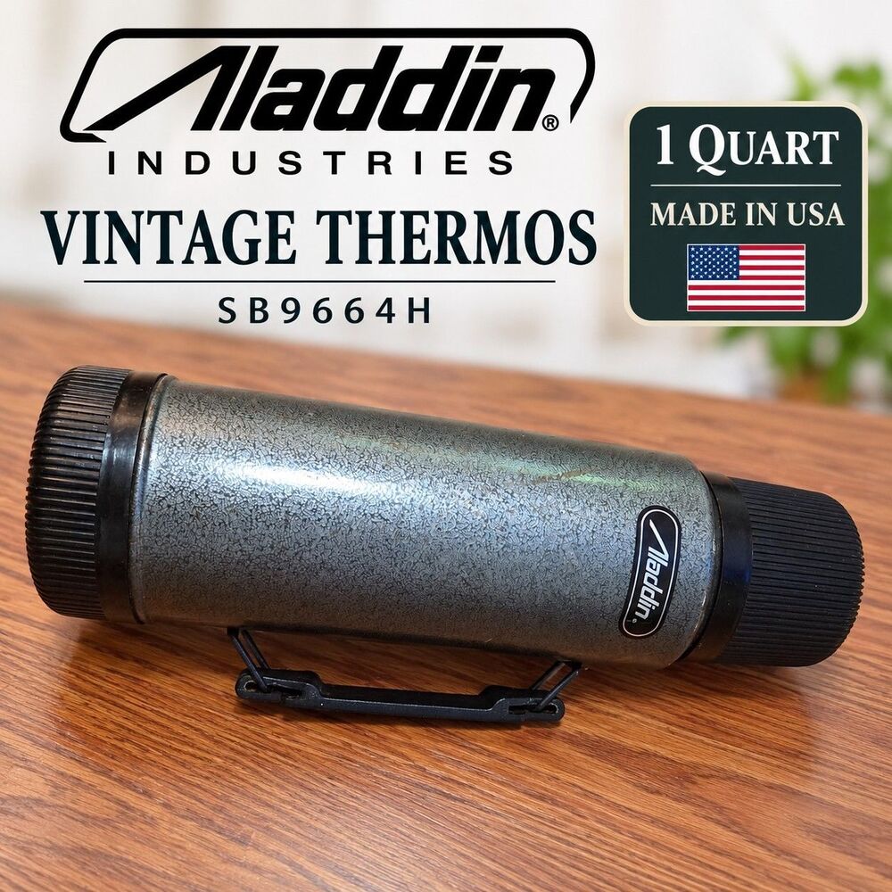 Vintage Aladdin Industries 1 Quart Metal Thermos SB9664H Made in USA